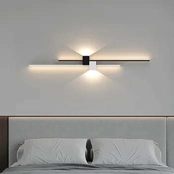 Минималистичные светодиодные настенные светильники Белый Черный Железный Алюминиевый Бра для спальни, гостиной, Современная атмосферная лампа в стиле Ар-Деко