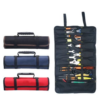 Многофункциональные роликовые сумки для инструментов из холста Оксфорд, практичные ручки, сумки, набор инструментов для электрика, набор инструментов для переноски