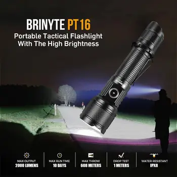 Мощные светодиодные фонари Brinyte PT16 Профессиональный тактический фонарик USB перезаряжаемый карманный портативный фонарик
