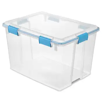 Набор из 4 синих аквариумных стерилизаторов 80 Qt. Пластиковые коробки с прокладками - надежное хранение прокладок