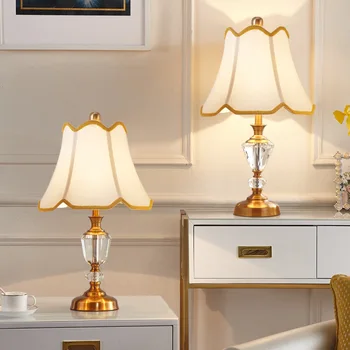 Настольная лампа в стиле ретро из ткани, украшение рабочего стола для домашней спальни, гостиной, роскошная настольная лампа, прикроватные светильники для гостиничного номера