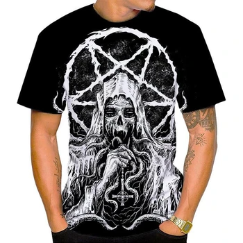 Новая мужская и женская крутая футболка с 3D принтом дьявола сатаны, модная повседневная футболка унисекс в стиле хип-хоп 100-6XL
