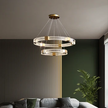 Постмодернистская люстра для гостиной, простой Круглый акриловый светильник, светодиодный светильник для спальни, столовой, Овальные подвесные светильники
