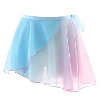 Профессиональная юбка-пачка для балетных танцев для взрослых, градиентная шифоновая юбка с запахом на шнуровке, танцевальные тренировки, гимнастические представления, асимметричная