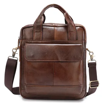 Ретро модный молодежный вертикальный портативный портфель из натуральной кожи для повседневной работы, офисная деловая сумка через плечо, мужская