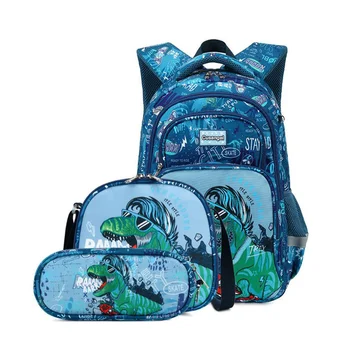 Рюкзак с динозавром для мальчиков, пенал для ланча, сумка для школьных книг для детей младшего дошкольного возраста