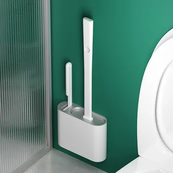 Силиконовая щетка для унитаза без мертвого угла, набор для ежедневной чистки домашнего туалета, настенная щетка для унитаза оптом