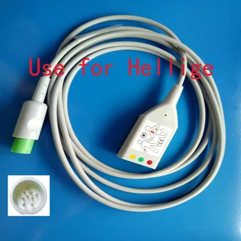 Совместим с аппаратом ЭКГ Hellige, кабель для ЭКГ с 3 выводами, маркировка AHA и IEC прилагается, используется для Philips (HP) leadwire, Hellige 10pin.