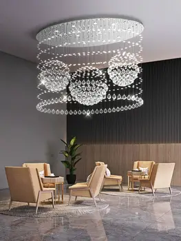 Современная большая люстра K9 с хрустальным шаром, всасывающий потолочный светильник для гостиной, ресторана, вестибюля отеля, атриума, домашнего декора