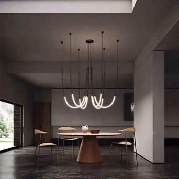 Современная минималистичная линейная люстра Скандинавского дизайна, креативные подвесные светильники для гостиной, столовой, дома, подвесные светильники для помещений