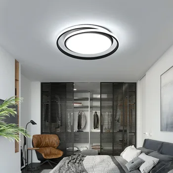 Современные светодиодные потолочные круглые черные светильники, люстры, светильники для домашнего освещения для спальни, кабинета, столовой, кухни