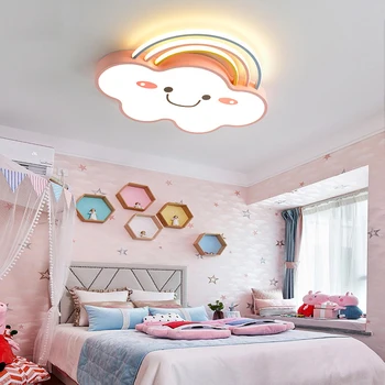 Современный мультяшный радужный облачный светильник для маленьких девочек, потолочный светильник для детской комнаты, светодиодный потолочный светильник для спальни, светильник на крыше в детской