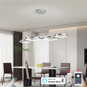 современный подвесной светильник Светодиодные Люстры светодиодный подвесной светильник для гостиной, столовой, Ресторана Island lustre L107cm Alexa/Приложение/Пульт дистанционного управления