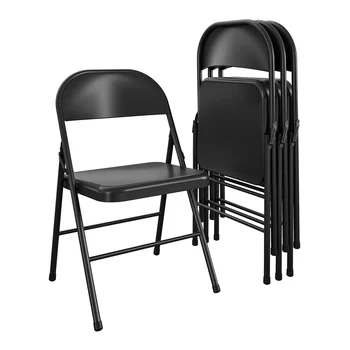 Стальной складной стул (4 комплекта), черная уличная мебель, кресло для конференций
