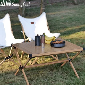 Стол для кемпинга на открытом воздухе, стол для кемпинга, стол из алюминиевого сплава и дерева