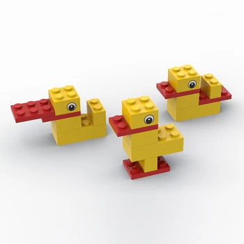 Строительные блоки MOC, утка MOC, маленькая желтая уточка, раннее образование животных, игрушка для сборки головоломки, детская игрушка в подарок