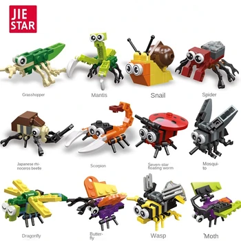 Строительные блоки игрушки серии насекомых, Креативные строительные блоки с мелкими частицами, собирающие развивающие игрушки-жучки, подарки для детского сада