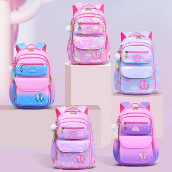 Школьная сумка для начальной школы, детский рюкзак градиентного цвета радуги, легкий водонепроницаемый рюкзак для девочек 6-12 лет